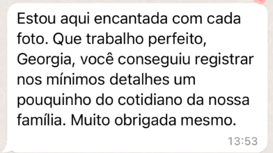Depoimento de cliente sobre ensaio da Georgia Maria Brasil
