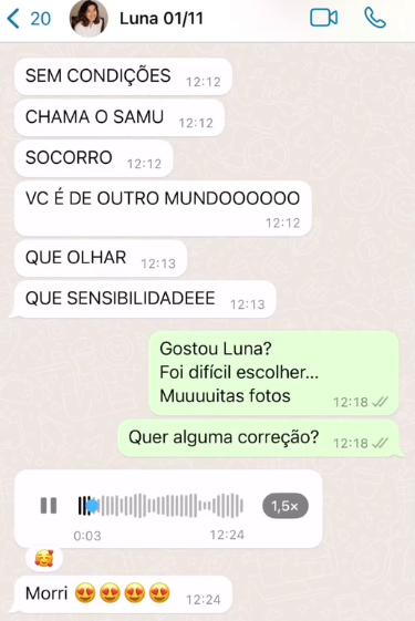 Depoimento de cliente sobre ensaio da Georgia Maria Brasil